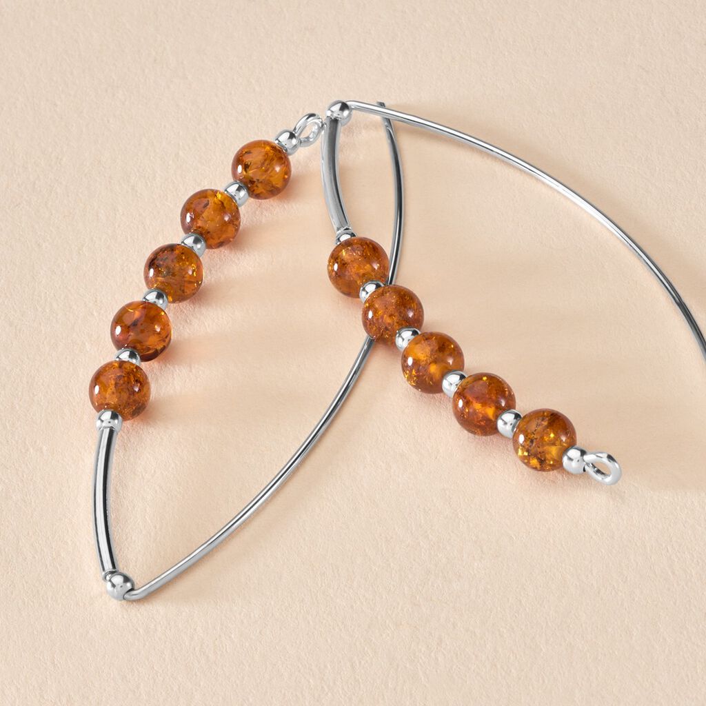 Boucles D'oreilles Pendantes Satu Argent Blanc Ambre - Boucles d'oreilles fantaisie Femme | Histoire d’Or