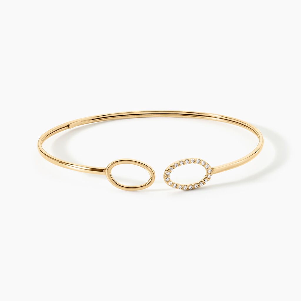 Bracelet Jonc Seth Argent Dor&eacute; A L'Or 750/1000 Oxyde De Zirconium - Bracelets joncs Femme | Histoire d&rsquo;Or