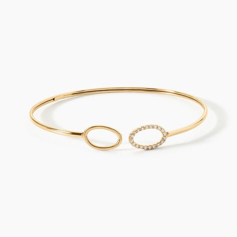 Bracelet Jonc Seth Argent Dor&eacute; A L'Or 750/1000 Oxyde De Zirconium - Bracelets joncs Femme | Histoire d&rsquo;Or