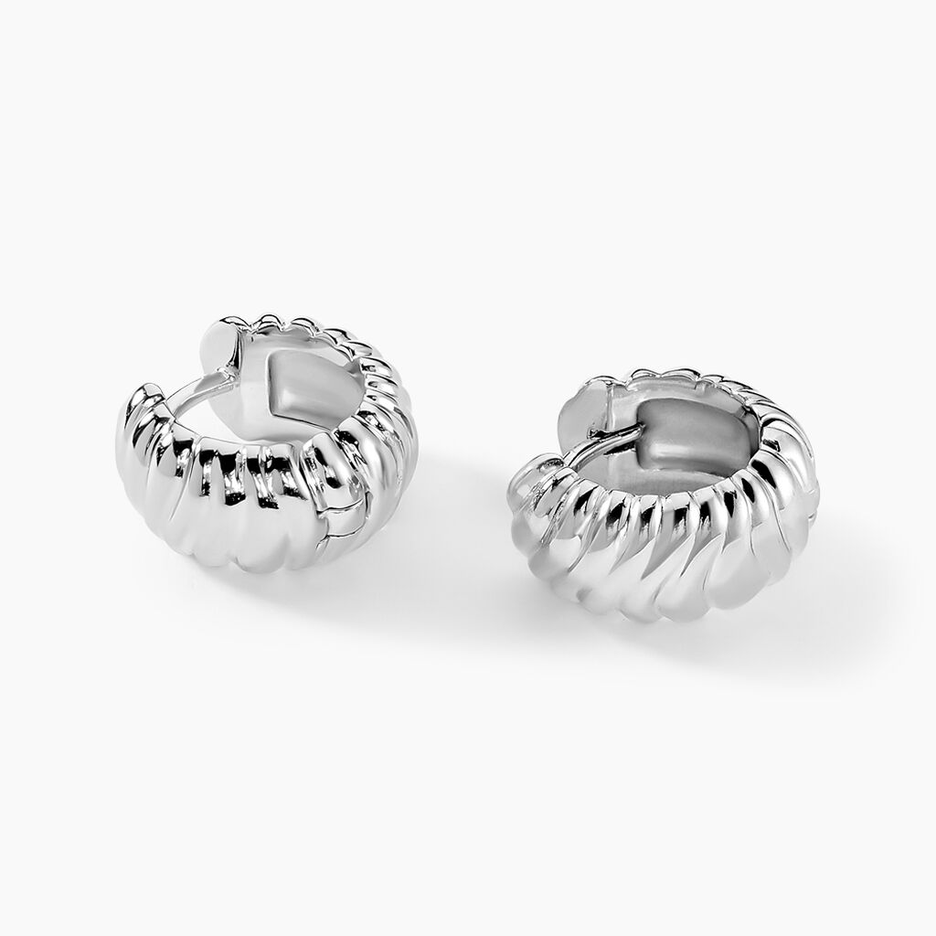 Créoles Leocadie Argent Blanc - Boucles d'oreilles créoles Femme | Histoire d’Or