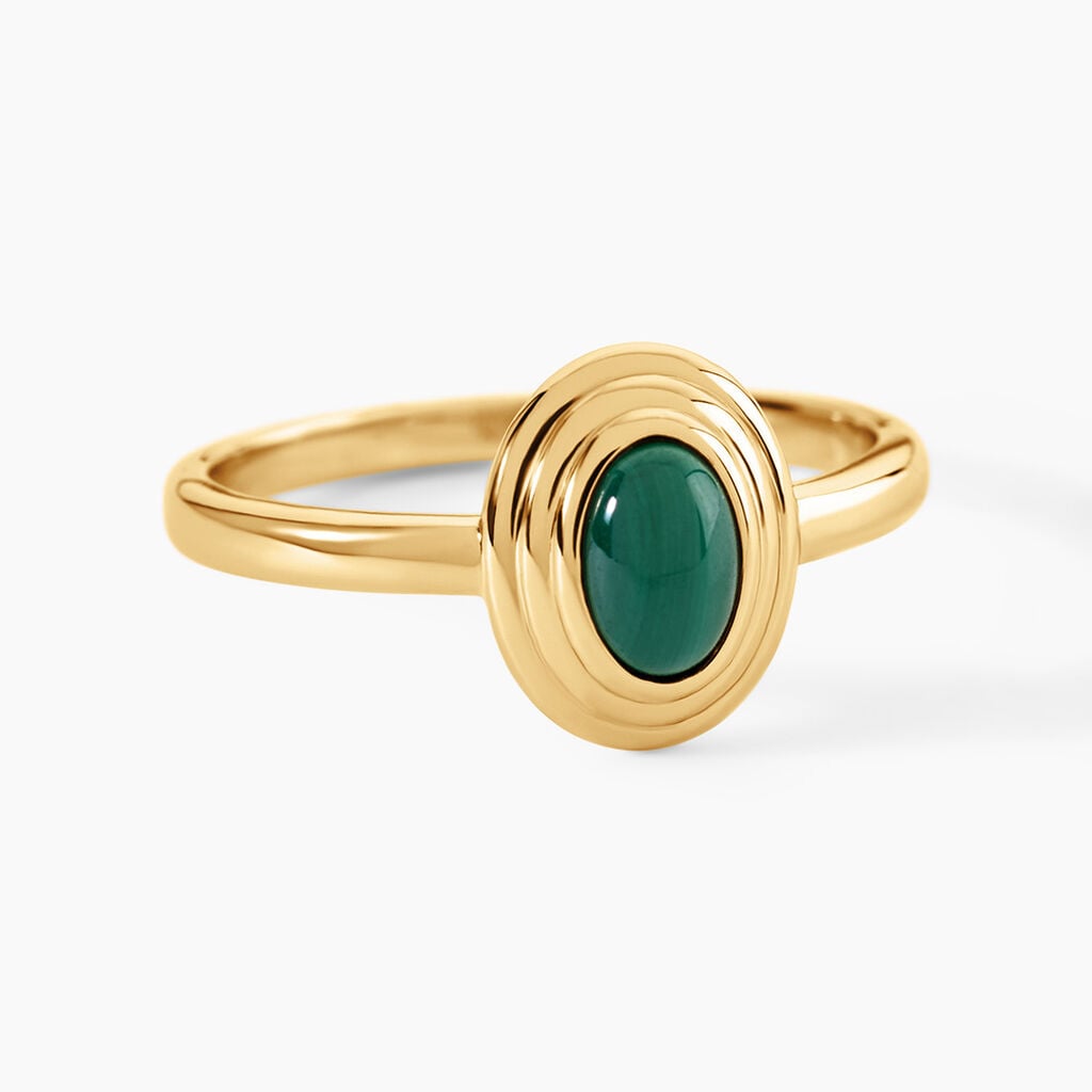 Bague Osana Argent Dor&eacute; A L'Or 750/1000 Malachite - Bagues solitaires Femme | Histoire d&rsquo;Or