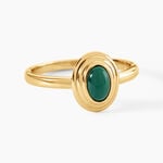 Bague Osana Argent Dor&eacute; A L'Or 750/1000 Malachite - Bagues solitaires Femme | Histoire d&rsquo;Or