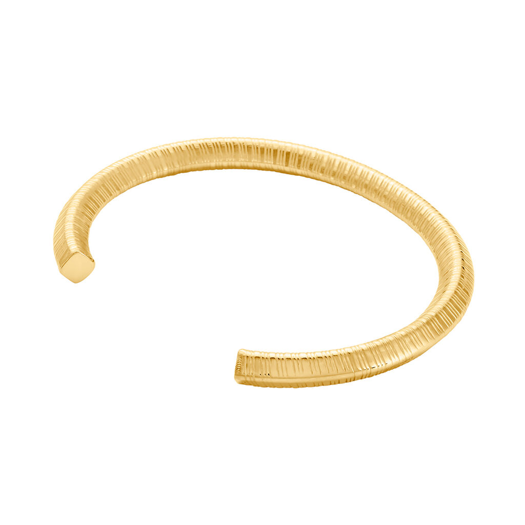 Jonc Hera Acier Dore Yseut Effet Strie - Bracelets joncs Femme | Histoire d&rsquo;Or