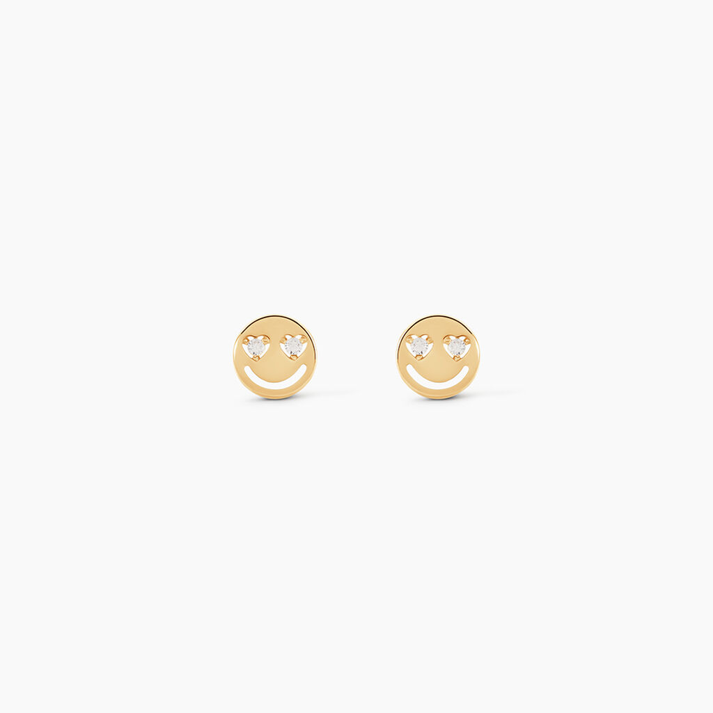Boucles D'Oreilles Puces Viloa Or Jaune Oxyde De Zirconium - Clous d'oreilles Enfant | Histoire d&rsquo;Or