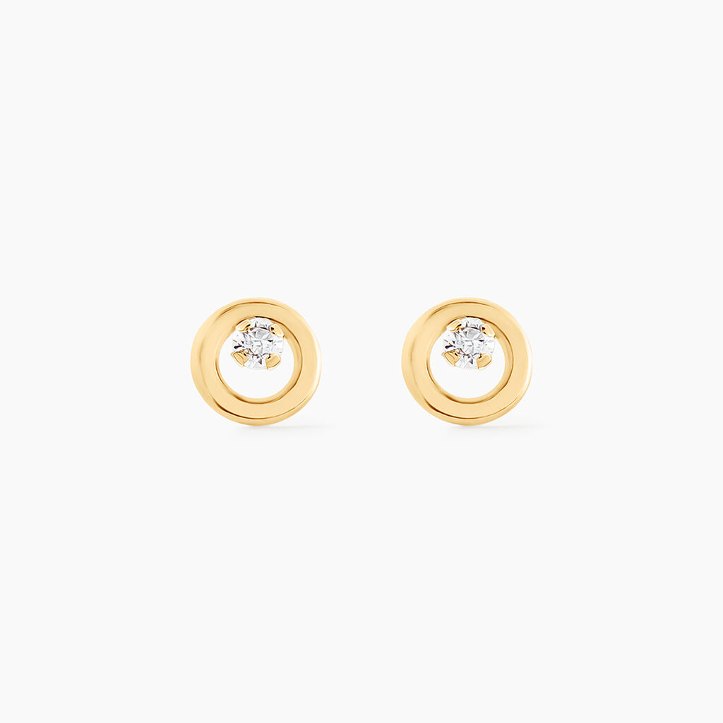 Boucles D'oreilles Puces Edmee Cercle Or Jaune Oxyde De Zirconium - Clous d'oreilles Femme | Histoire d’Or