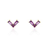 Boucles D'oreilles Puces Lavender Or Jaune Améthyste