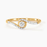 Bague Vrille Accompagnee Or Jaune Diamant