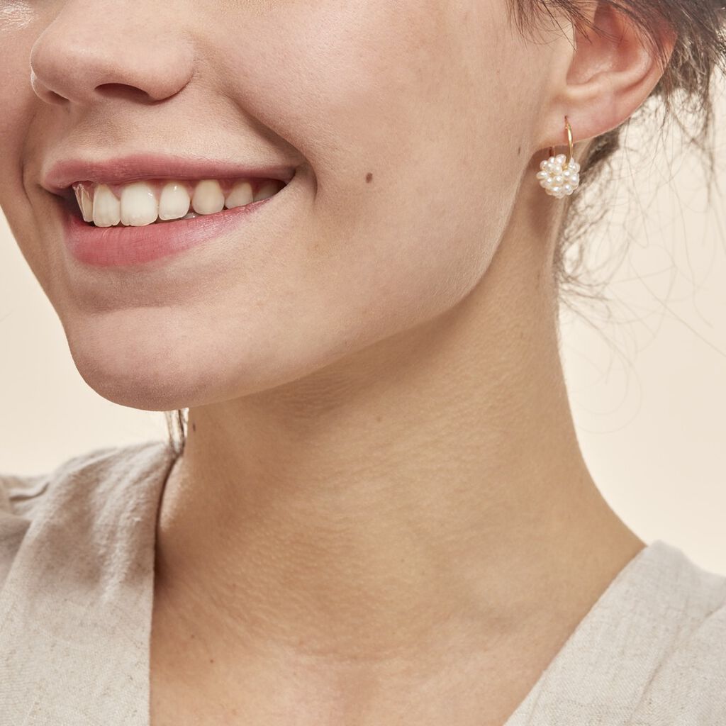 Créoles Adon Semi-baroques Or Jaune Perle De Culture - Boucles d'oreilles créoles Femme | Histoire d’Or