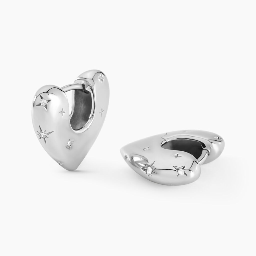 Cr&eacute;oles Ocean Argent Blanc Oxyde De Zirconium - Boucles d'oreilles cr&eacute;oles Femme | Histoire d&rsquo;Or