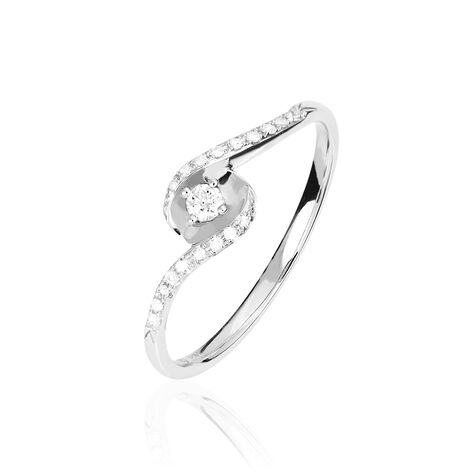 Bague Vrille Accompagnee Or Blanc Diamant - Bagues solitaires Femme | Histoire d’Or