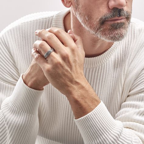 Bague Acier Blanc Gordon - Bagues fantaisie Homme | Histoire d’Or