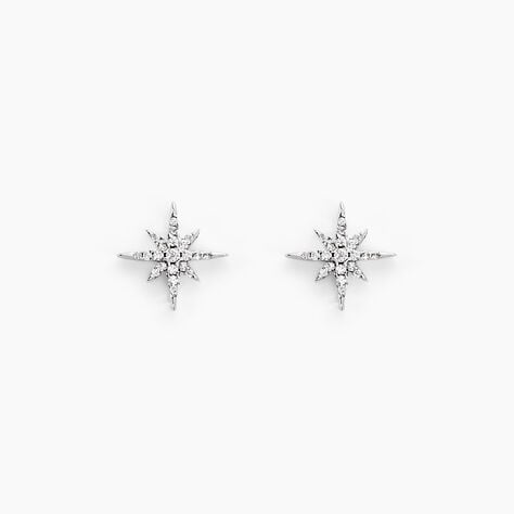 Boucles D'oreilles Puces Lysianne Argent Blanc Oxyde De Zirconium - Boucles d'oreilles fantaisie Femme | Histoire d&rsquo;Or