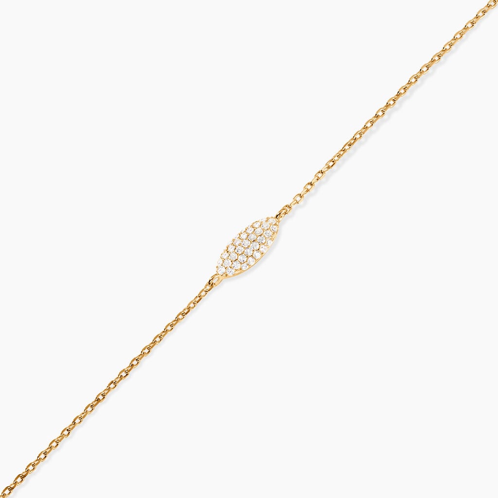 Bracelet Shiny Bold Plaqu&eacute; Or Jaune Oxyde De Zirconium - Bracelets Pierre Femme | Histoire d&rsquo;Or