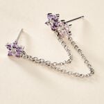 Bijou D'oreille Unitaire Purple Bloom Argent Blanc Oxyde De Zirconium - Boucles d'oreilles fantaisie Femme | Histoire d&rsquo;Or