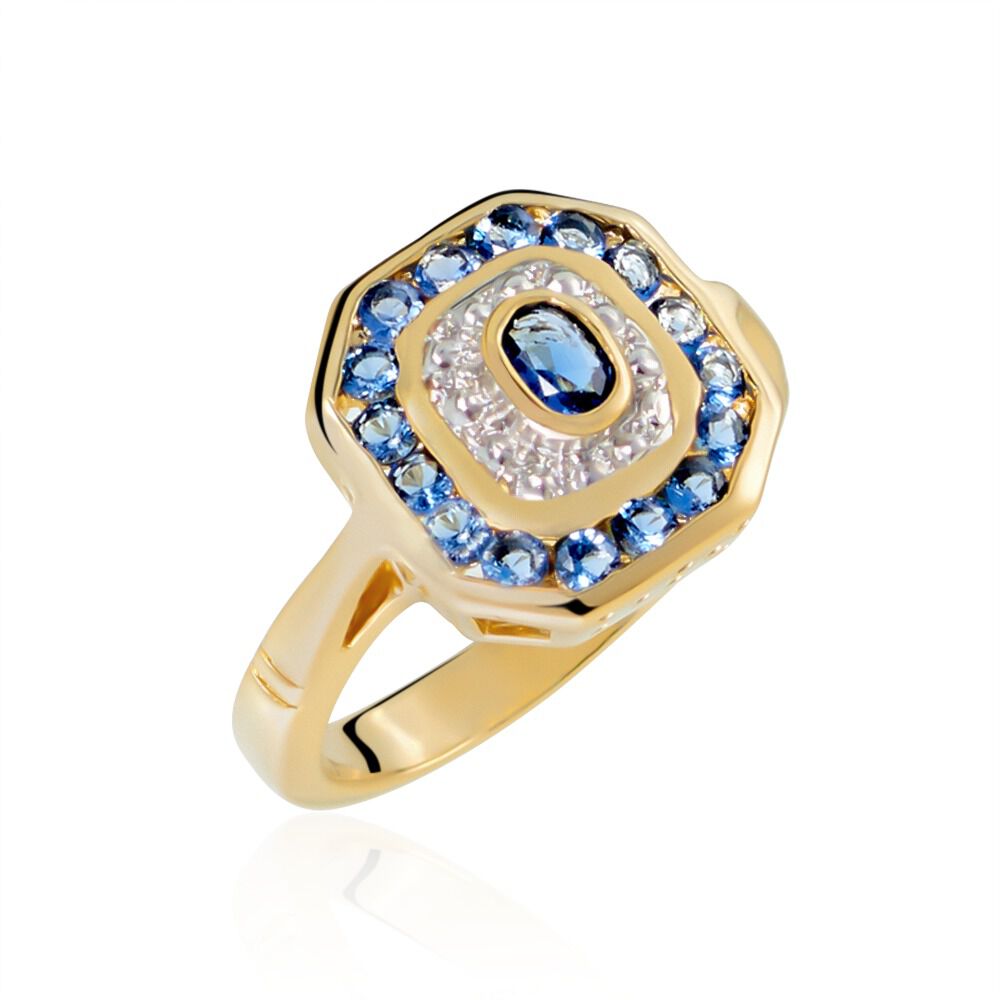 Bague or avec pierre bleu clearance