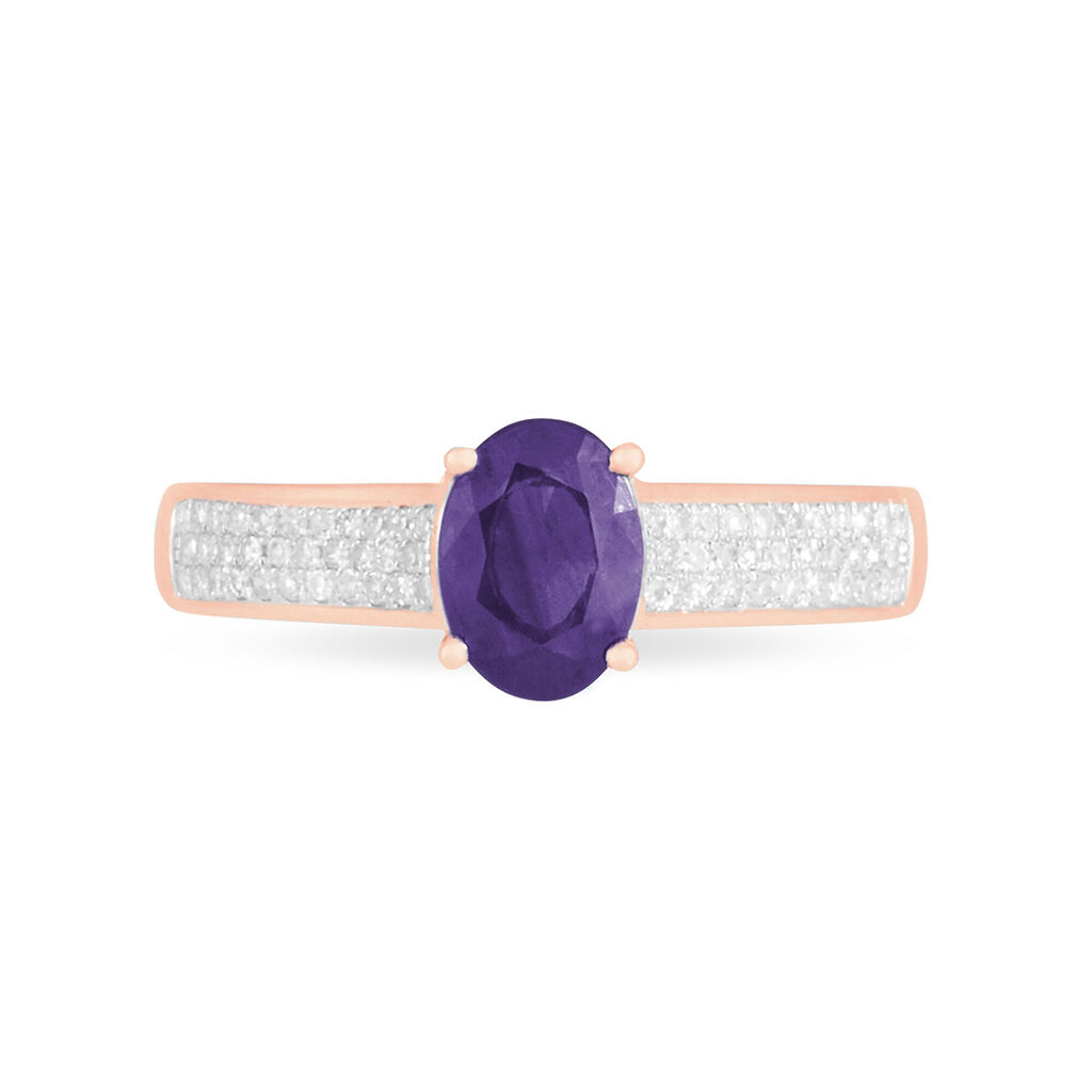 Bague Crista Or Rose Amethyste Et Diamant - Bagues solitaires Femme | Histoire d’Or