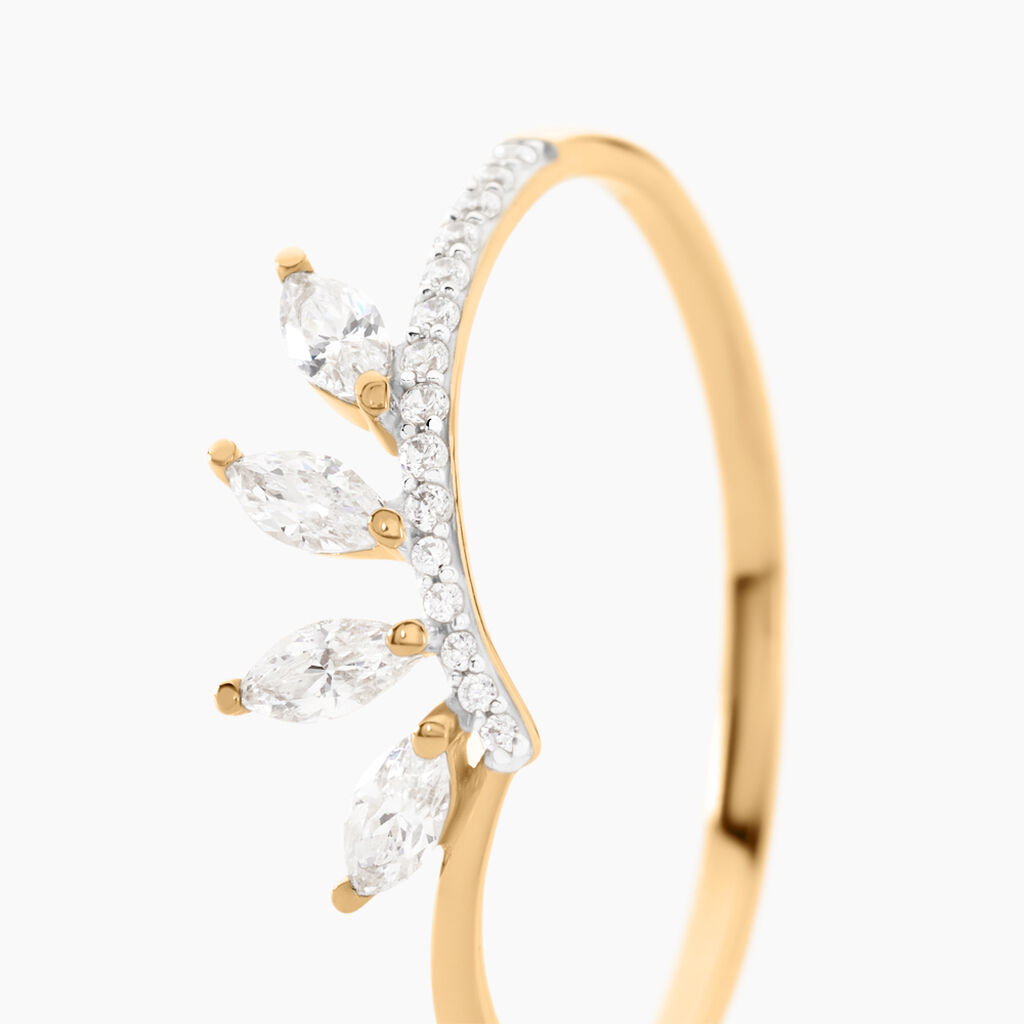 Bague Tiara Or Jaune Oxyde De Zirconium - Bagues avec pierre Femme | Histoire d&rsquo;Or