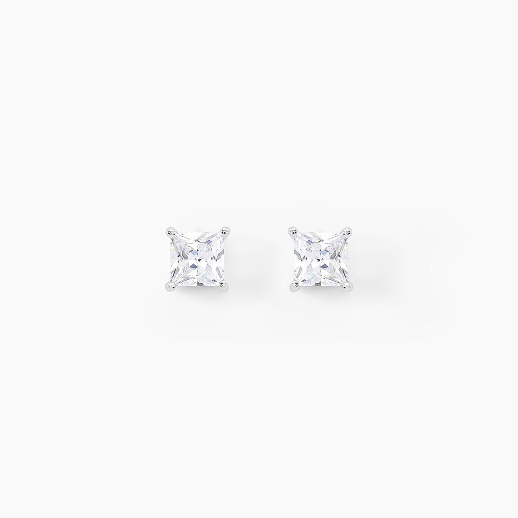 Boucles D'oreilles Puces Argent Blanc Alys Oxyde De Zirconium - Boucles d'oreilles fantaisie Femme | Histoire d&rsquo;Or