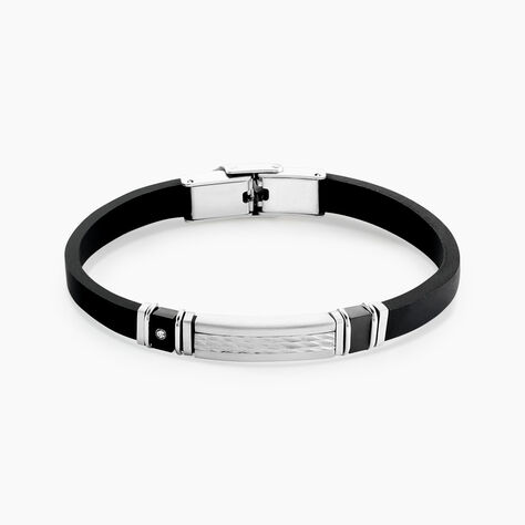 Bracelet Eric Acier Blanc Pierre De Synthese - Bracelets Homme | Histoire d&rsquo;Or
