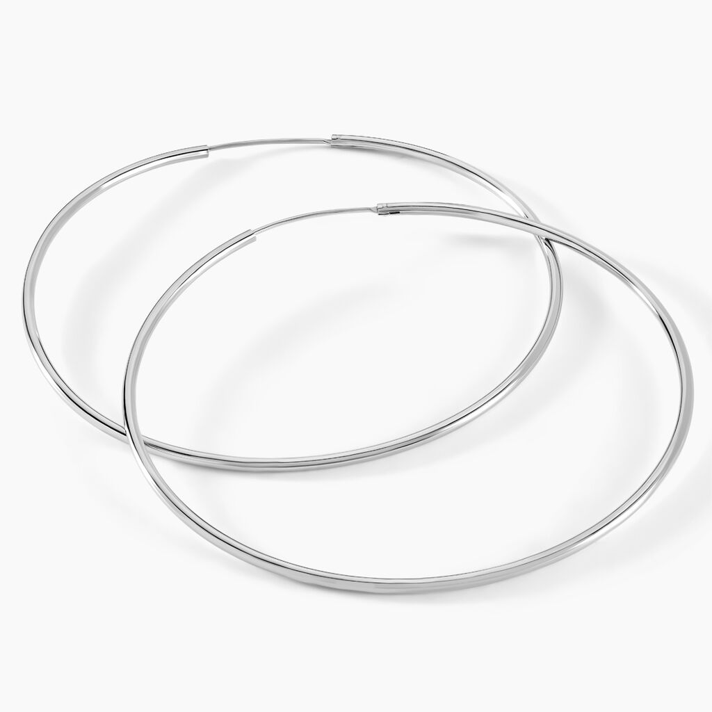 Créoles Argent Blanc Olympia - Boucles d'oreilles créoles Femme | Histoire d’Or