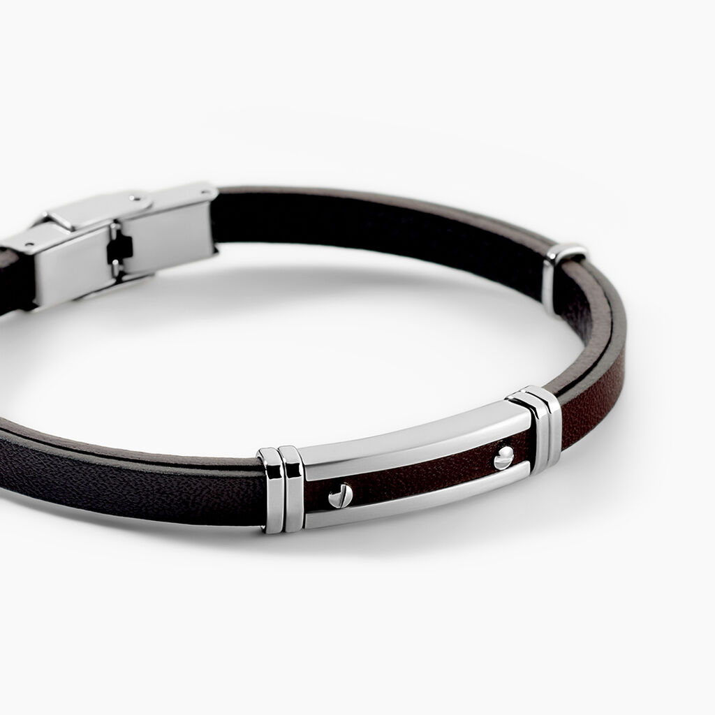 Bracelet Claudino Acier Blanc - Bracelets Cuir Homme | Histoire d&rsquo;Or