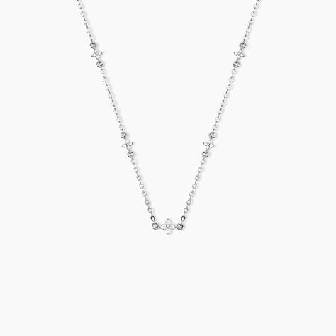 Collier Clova Argent Blanc Oxyde De Zirconium - Colliers fantaisie Femme | Histoire d&rsquo;Or