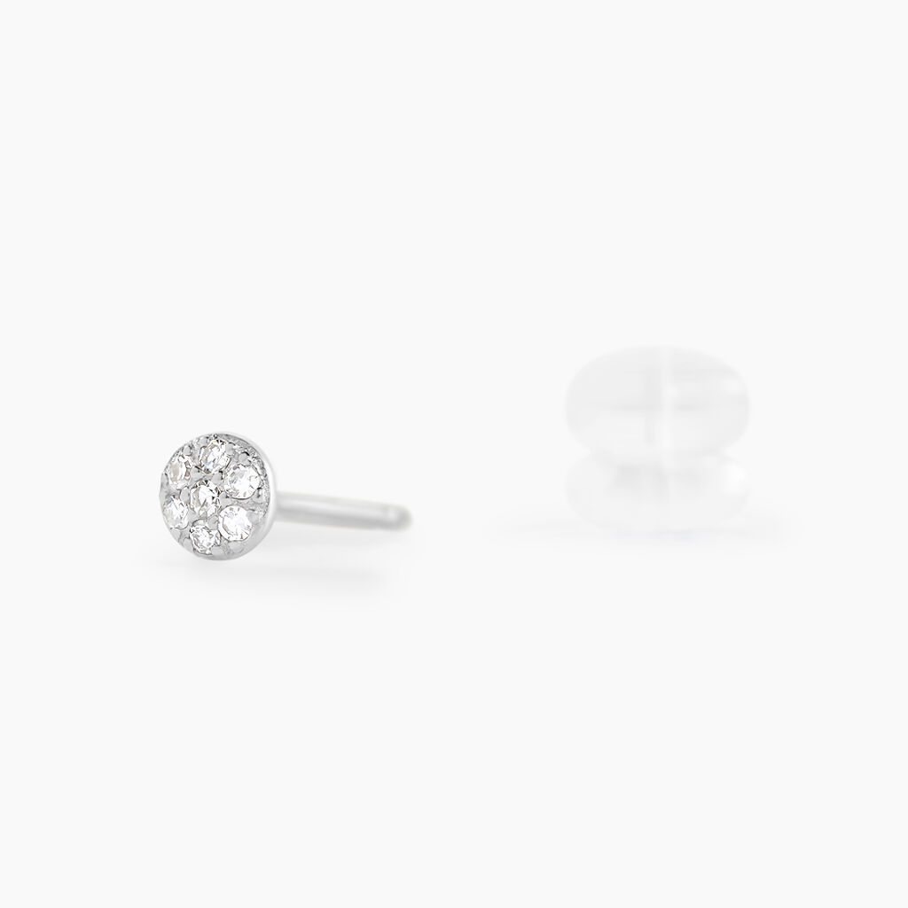 Boucles D'oreilles Puces Teani Or Blanc Diamant - Clous d'oreilles Femme | Histoire d&rsquo;Or