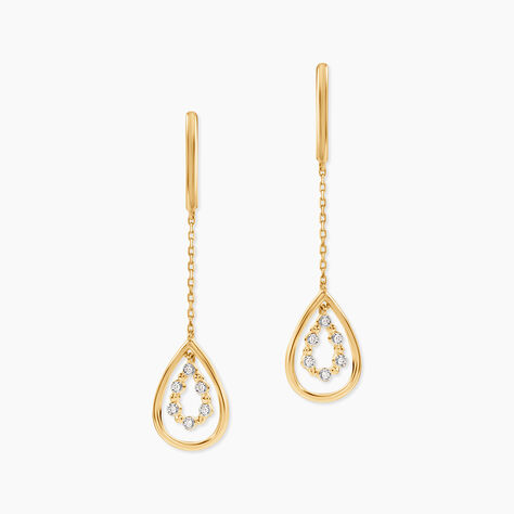 Boucles D'oreilles Pendantes Marganela Or Jaune Diamant - Boucles d'oreilles pendantes Femme | Histoire d&rsquo;Or