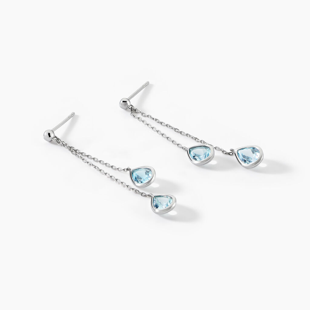 Boucles D'oreilles Pendantes Carlyn Or Blanc Topaze - Boucles d'oreilles pendantes Femme | Histoire d’Or