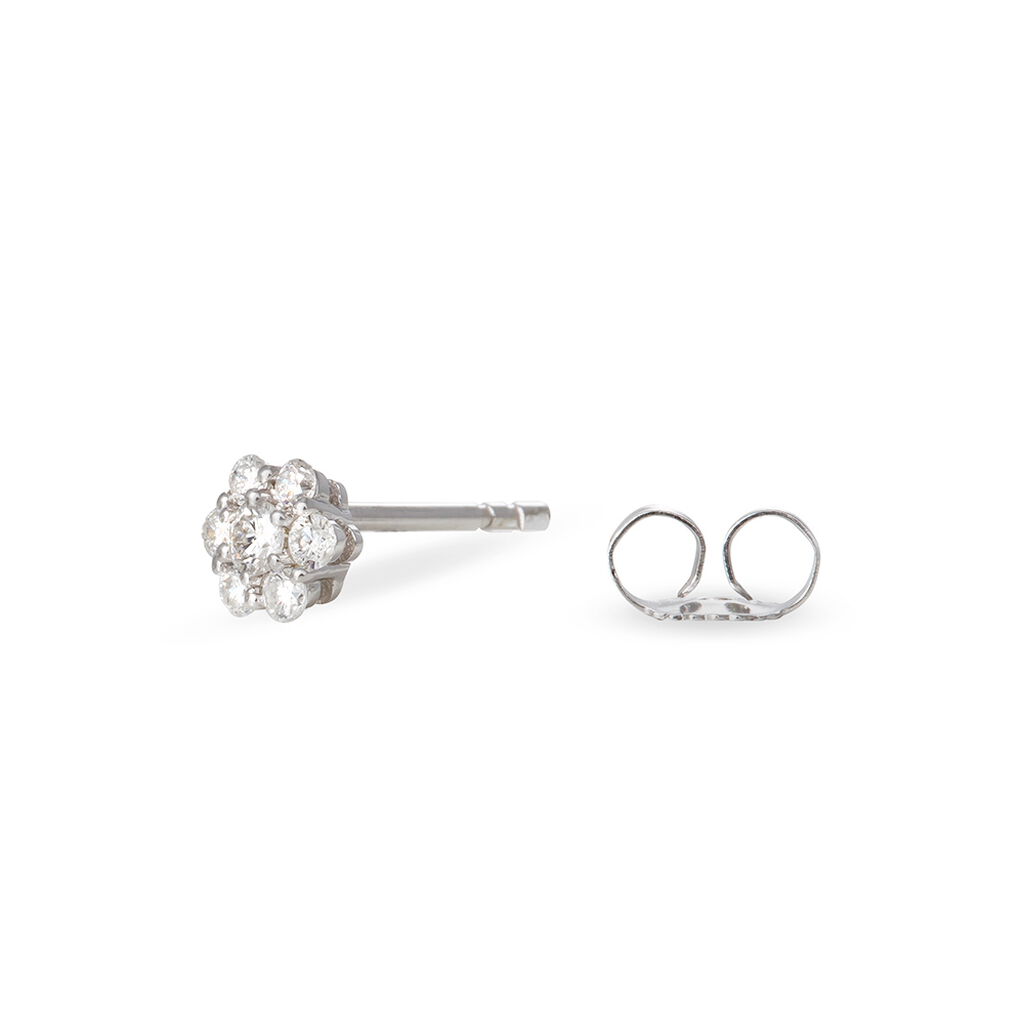Boucles D'oreilles Puces Magnolia Or Blanc Diamant - Clous d'oreilles Femme | Histoire d&rsquo;Or