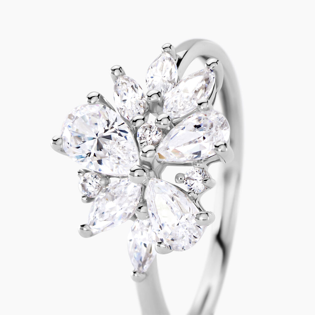 Bague Marquis Or Blanc Oxyde De Zirconium - Bagues solitaires Femme | Histoire d&rsquo;Or