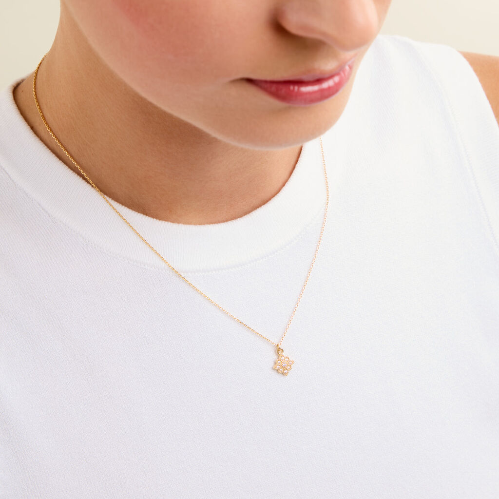 Collier Dainty Plaqu&eacute; Or Jaune Oxyde De Zirconium - Bijoux avec pierres Femme | Histoire d&rsquo;Or
