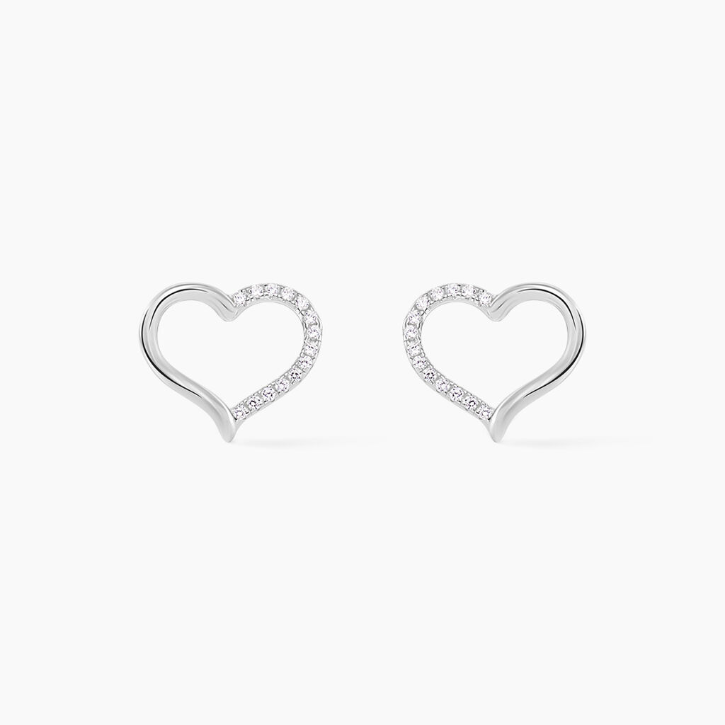 Boucles D'oreilles Puces Salona Argent Blanc Oxyde De Zirconium - Boucles d'oreilles fantaisie Femme | Histoire d&rsquo;Or