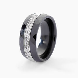Bague Ceramik Design Argent Blanc Oxyde De Zirconium Et Céramique - Bagues avec pierre Femme | Histoire d’Or