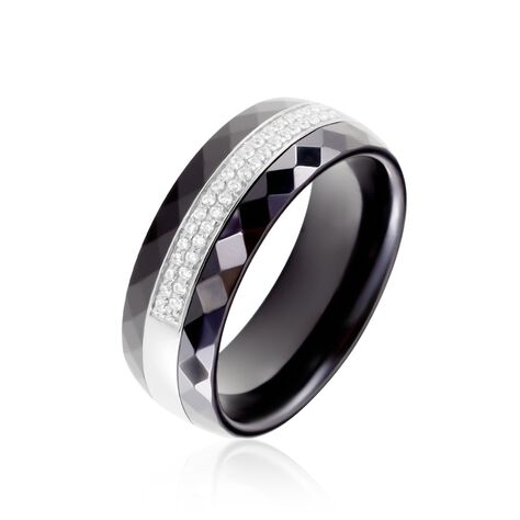 Bague Ceramik Design Argent Blanc Oxyde De Zirconium Et Céramique - Bagues avec pierre Femme | Histoire d’Or