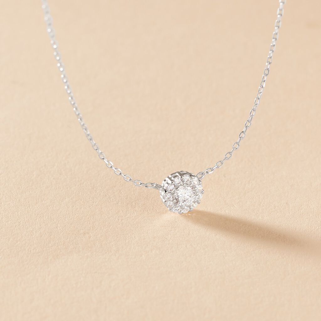 Collier Swanny Argent Blanc Oxyde De Zirconium - Colliers fantaisie Femme | Histoire d&rsquo;Or
