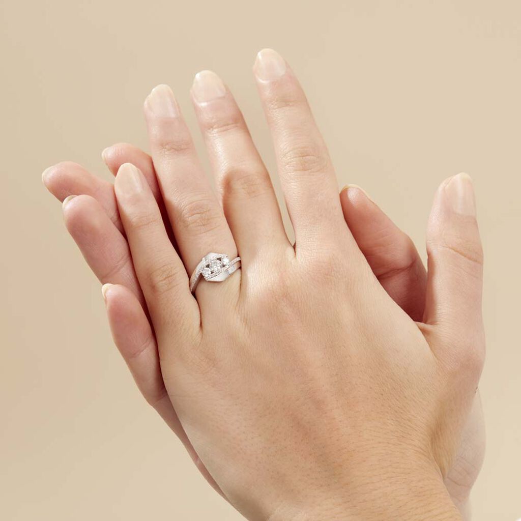 Bague Barbara Or Blanc Diamant - Bagues avec pierre Femme | Histoire d’Or