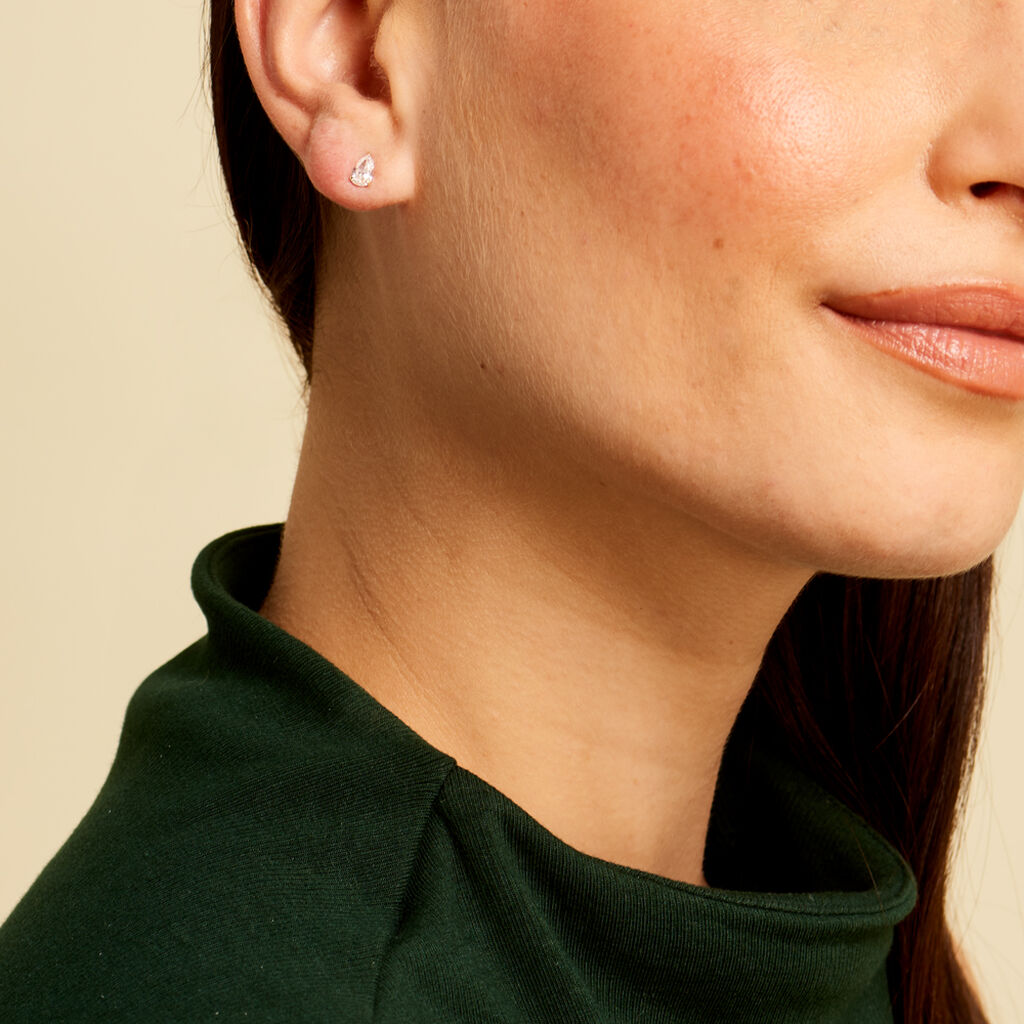 Boucles D'oreilles Puces Tierra Or Jaune Oxyde De Zirconium - Clous d'oreilles Femme | Histoire d’Or