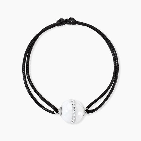 Bracelet Nina Cera Argent Blanc C&eacute;ramique Et Strass - Bracelets cordon Femme | Histoire d&rsquo;Or