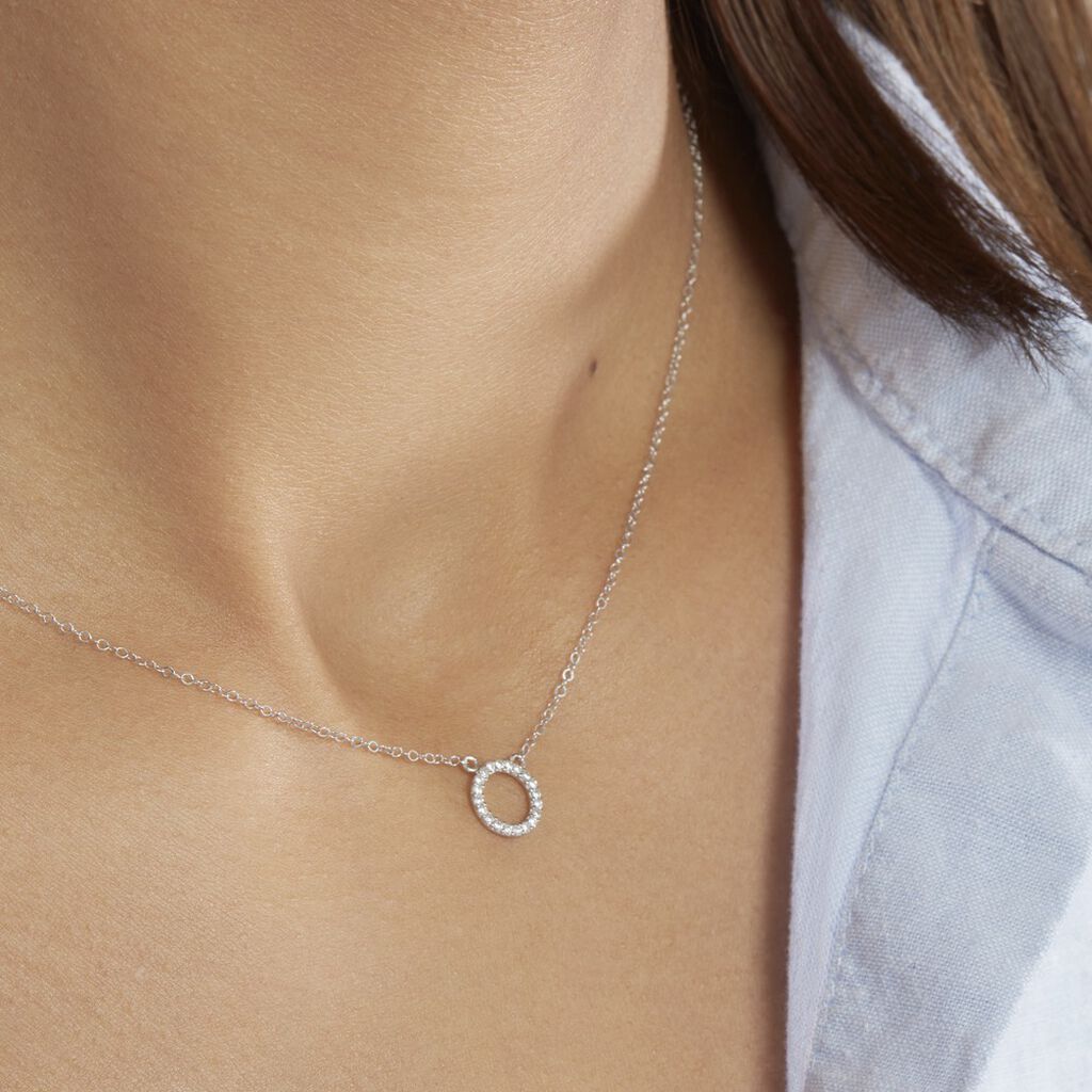 Collier Lim Or Blanc Oxyde De Zirconium - Colliers Femme | Histoire d’Or