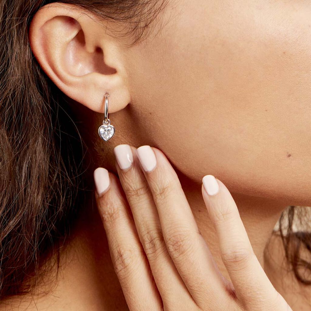 Créoles Argent Blanc Dahud Oxydes De Zirconium - Boucles d'oreilles créoles Femme | Histoire d’Or