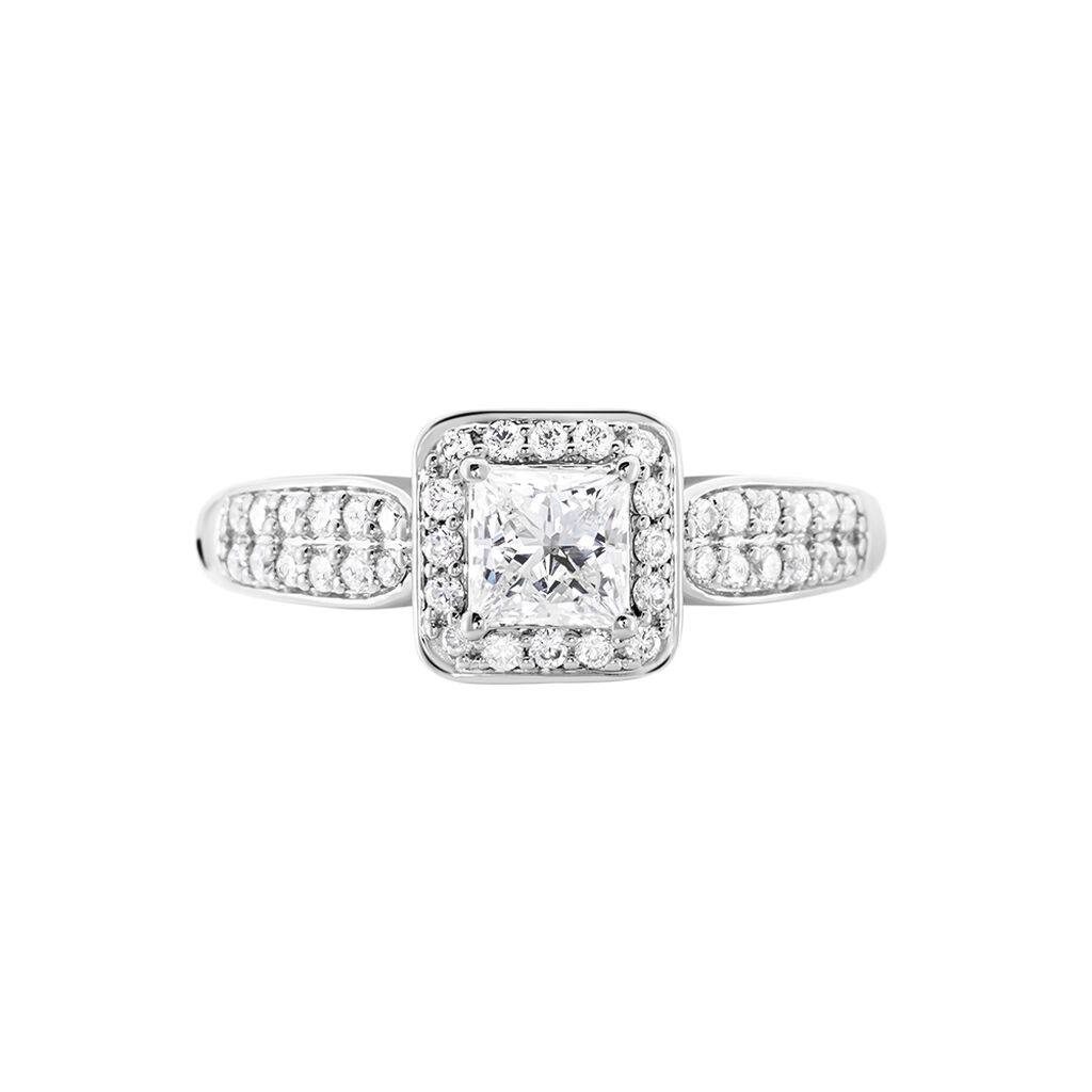 Solitaire Or Blanc  Princessa Diamant Synthetique - Bagues solitaires Femme | Histoire d’Or