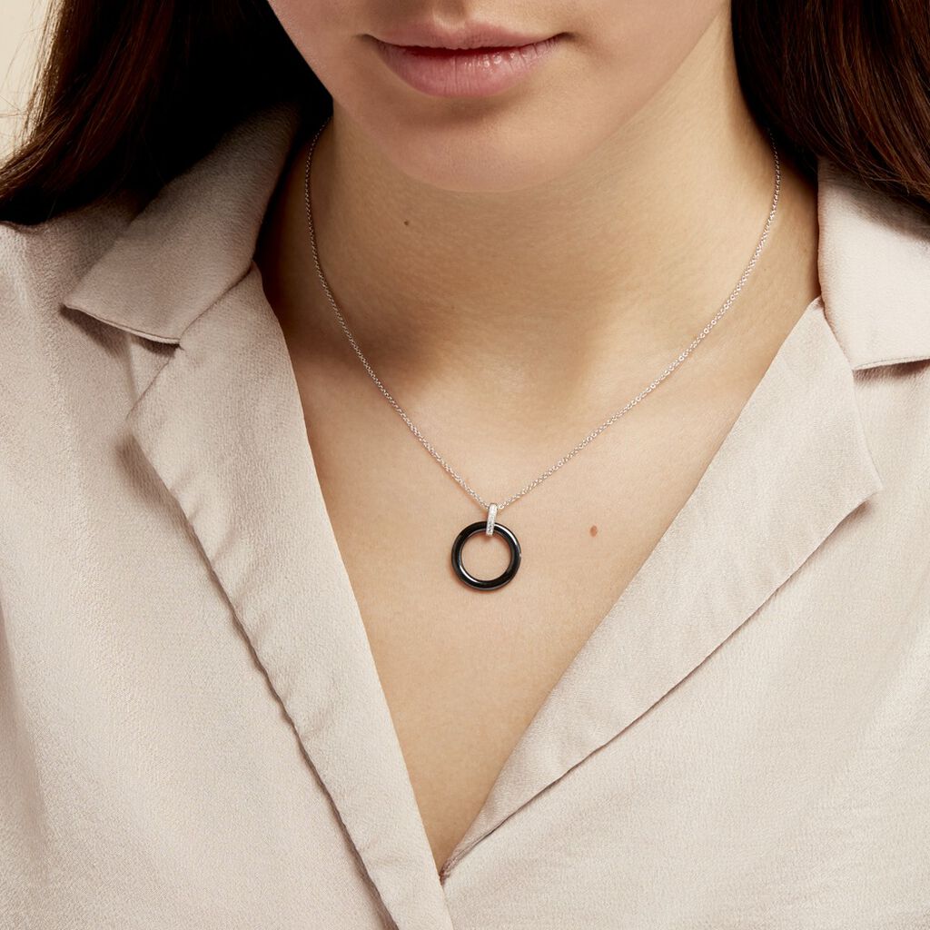 Collier Natacha Cera Argent Blanc Céramique Et Oxyde De Zirconium - Colliers fantaisie Femme | Histoire d’Or