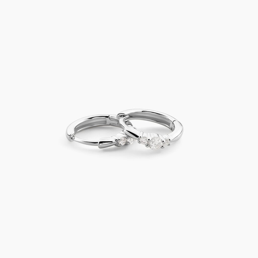 Cr&eacute;oles Kemila Argent Blanc Oxyde De Zirconium - Boucles d'oreilles cr&eacute;oles Femme | Histoire d&rsquo;Or