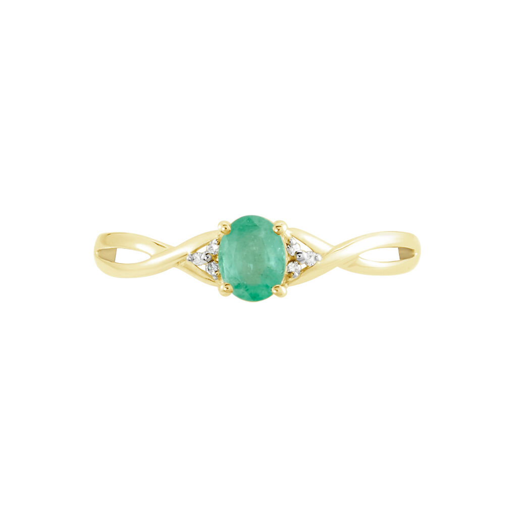 Bague Or Jaune Cassie Emeraude Diamants - Bagues solitaires Femme | Histoire d&rsquo;Or