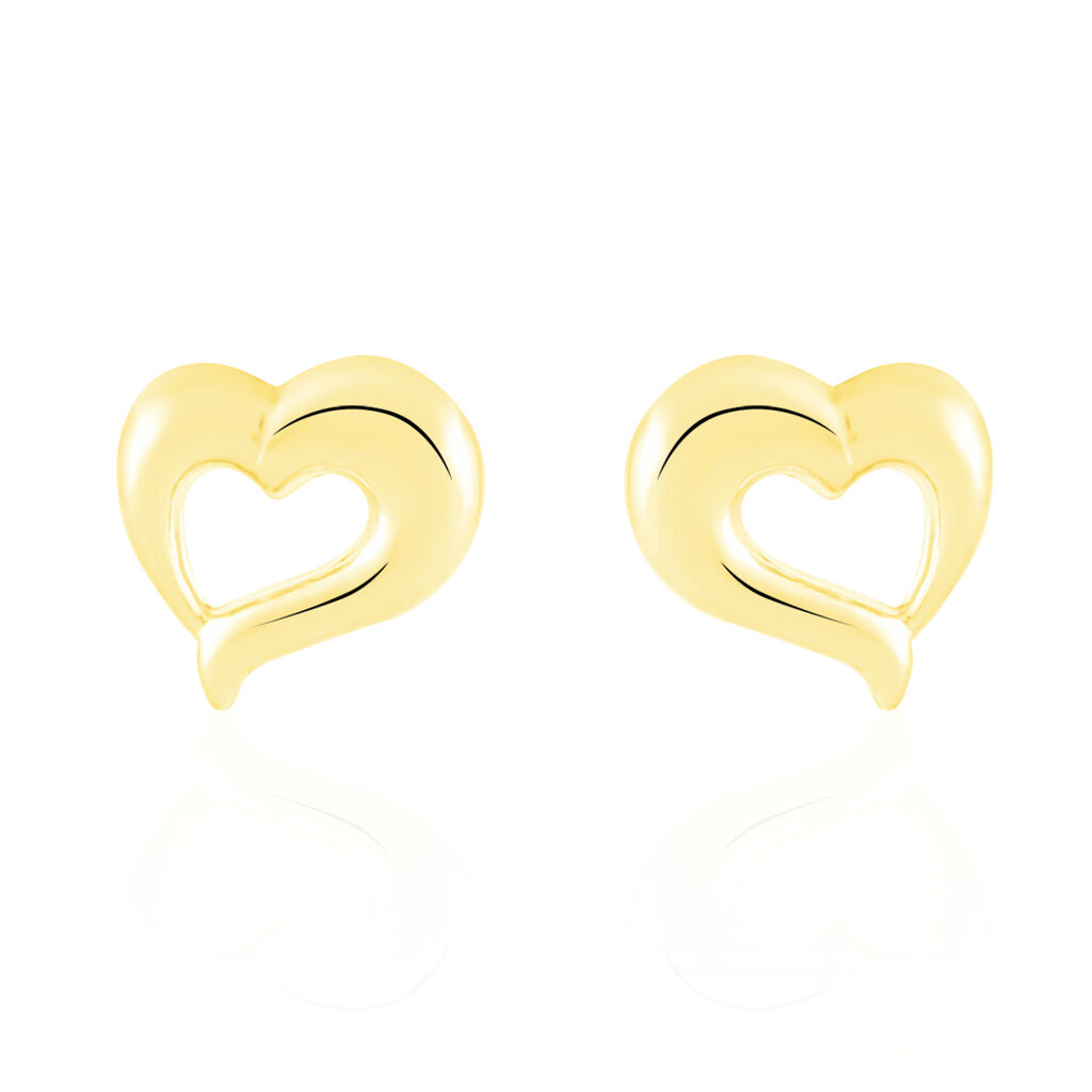 Boucles D'oreilles Puces Anne-maudae Coeurs Or Jaune - Clous d'oreilles Femme | Histoire d’Or