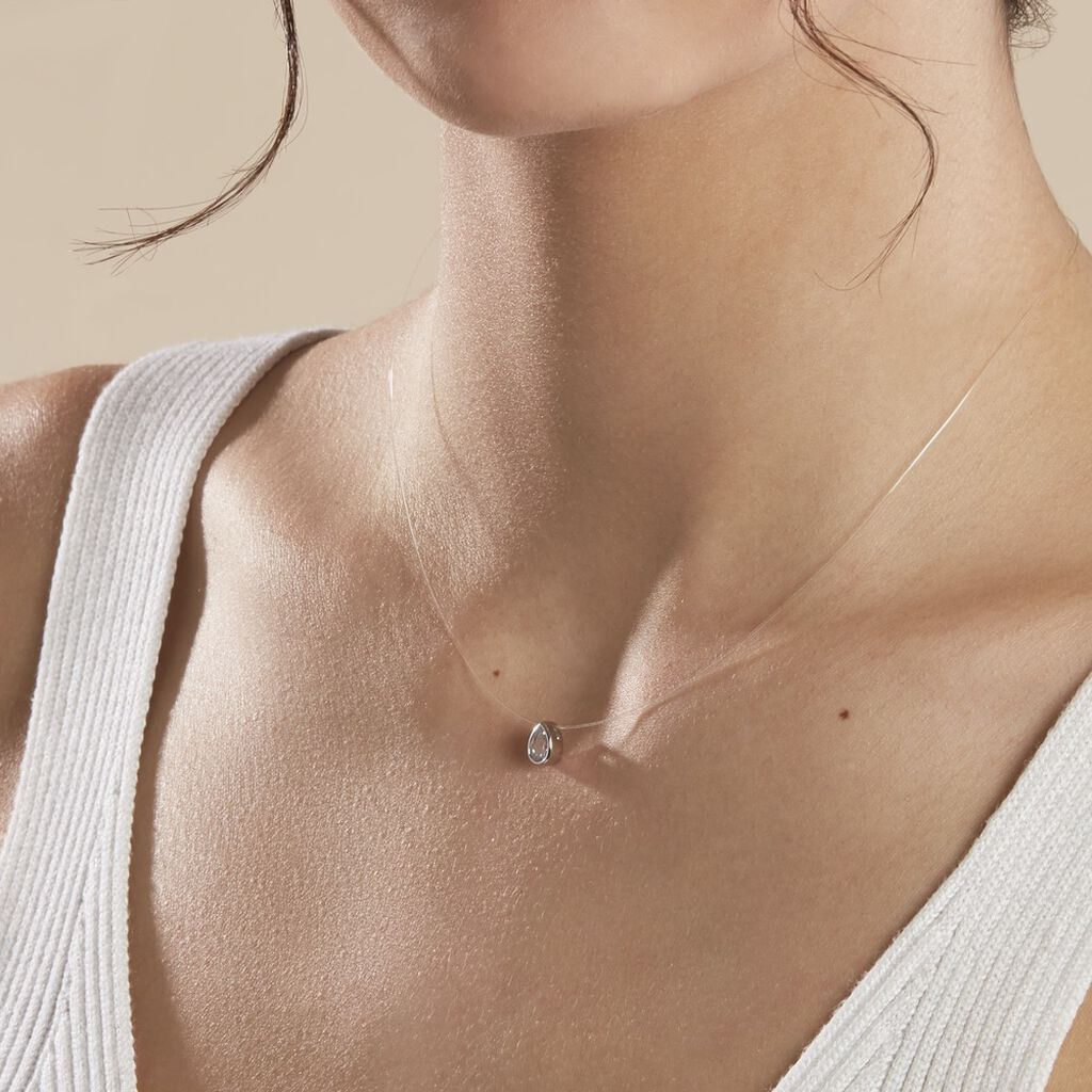 Collier Nylon Argent Blanc Oxyde - Colliers fantaisie Femme | Histoire d’Or