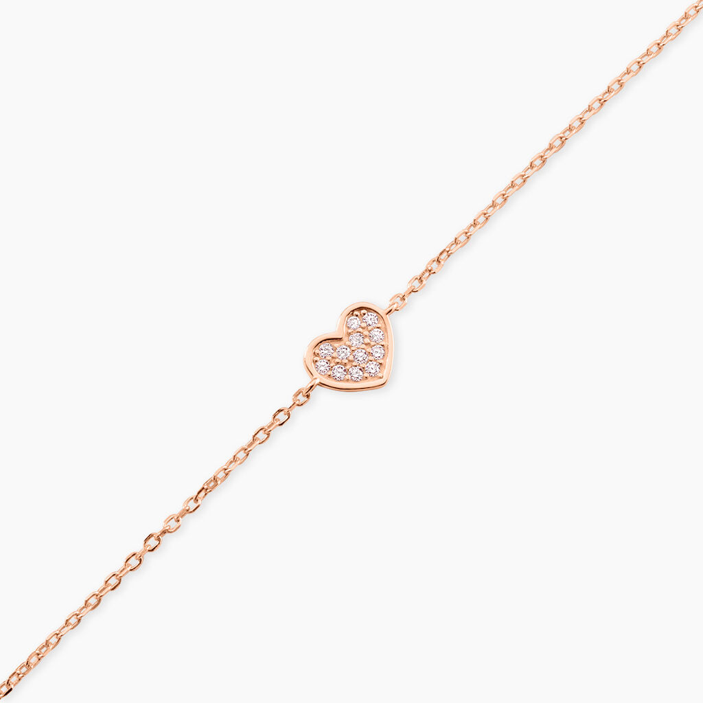 Bracelet Petit Coeur Argent Rose Oxyde De Zirconium - F&ecirc;te des m&egrave;res Femme | Histoire d&rsquo;Or