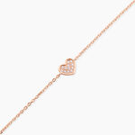 Bracelet Petit Coeur Argent Rose Oxyde De Zirconium - F&ecirc;te des m&egrave;res Femme | Histoire d&rsquo;Or