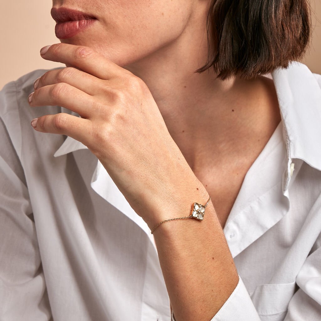 Bracelet Cassian Plaque Or Doré Nacre Oxyde De Zirconium - Bracelets Femme | Histoire d’Or